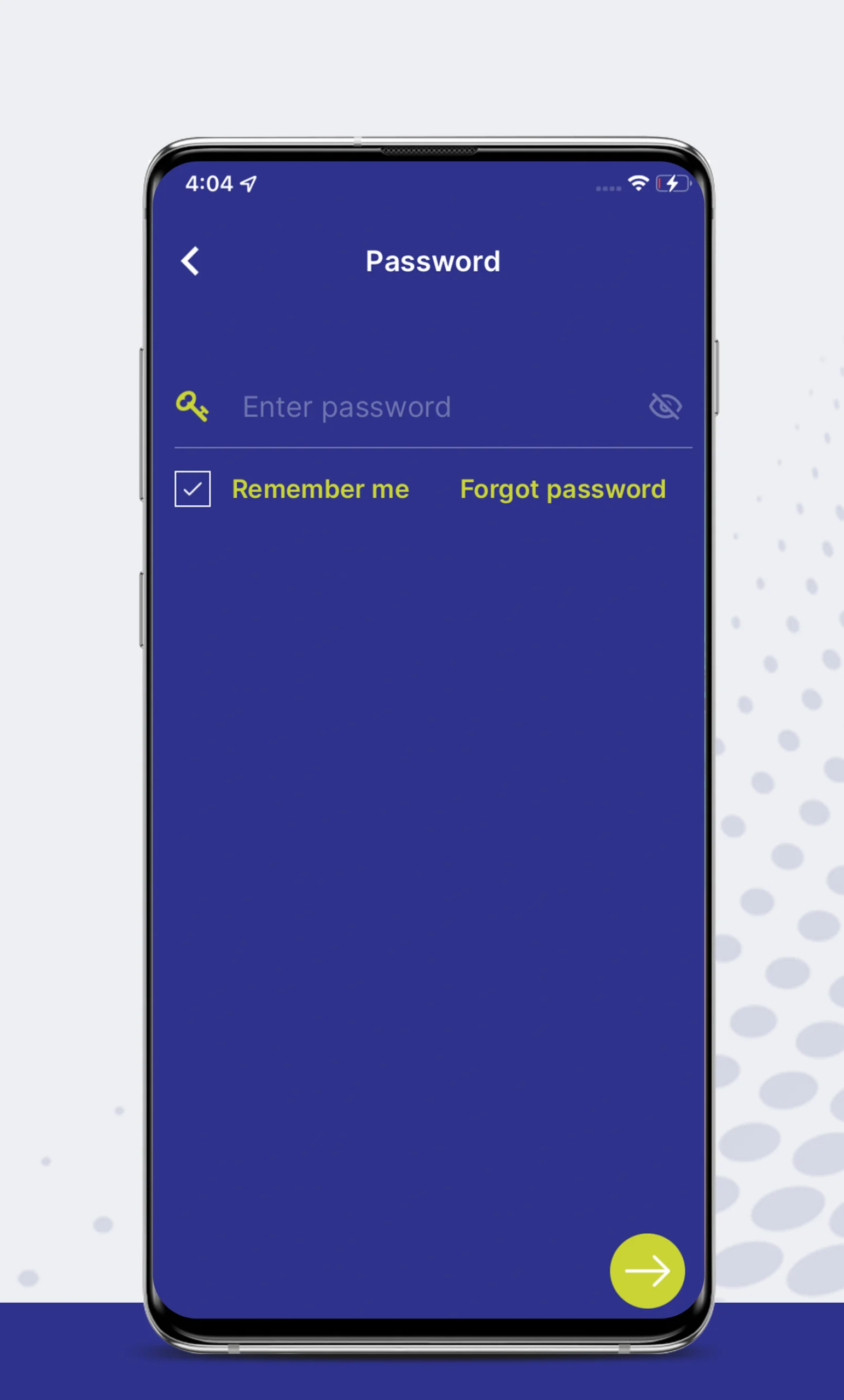 Create a new password in our all electric rideshare app.